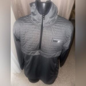 Men’s new New Balance grey black hoodie pullover athletic jacket half zip S